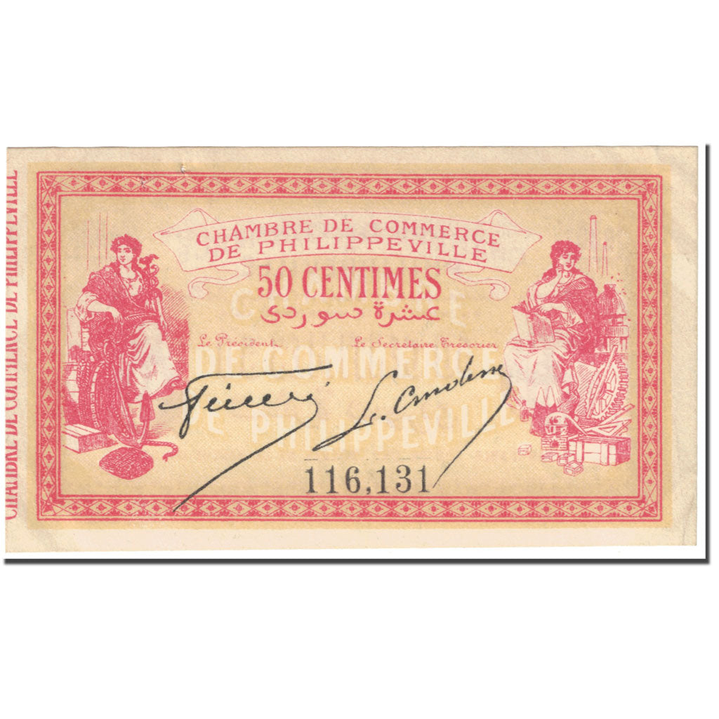 Banknote, Algeria, 50 Centimes, Philippeville, 1914, 1914-11-10, AU(55-58)
