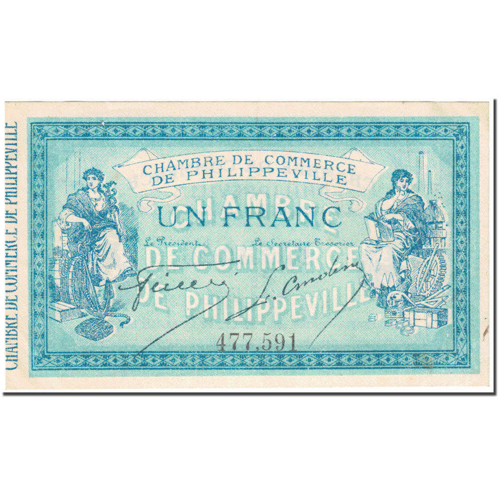 Banknote, Algeria, 1 Franc, Philippeville, 1914, 1914-11-10, AU(55-58)