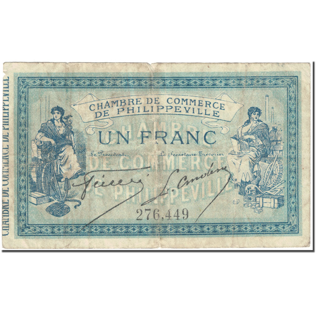 Banknote, Algeria, 1 Franc, Philippeville, 1914, 1914-11-10, VF(20-25)