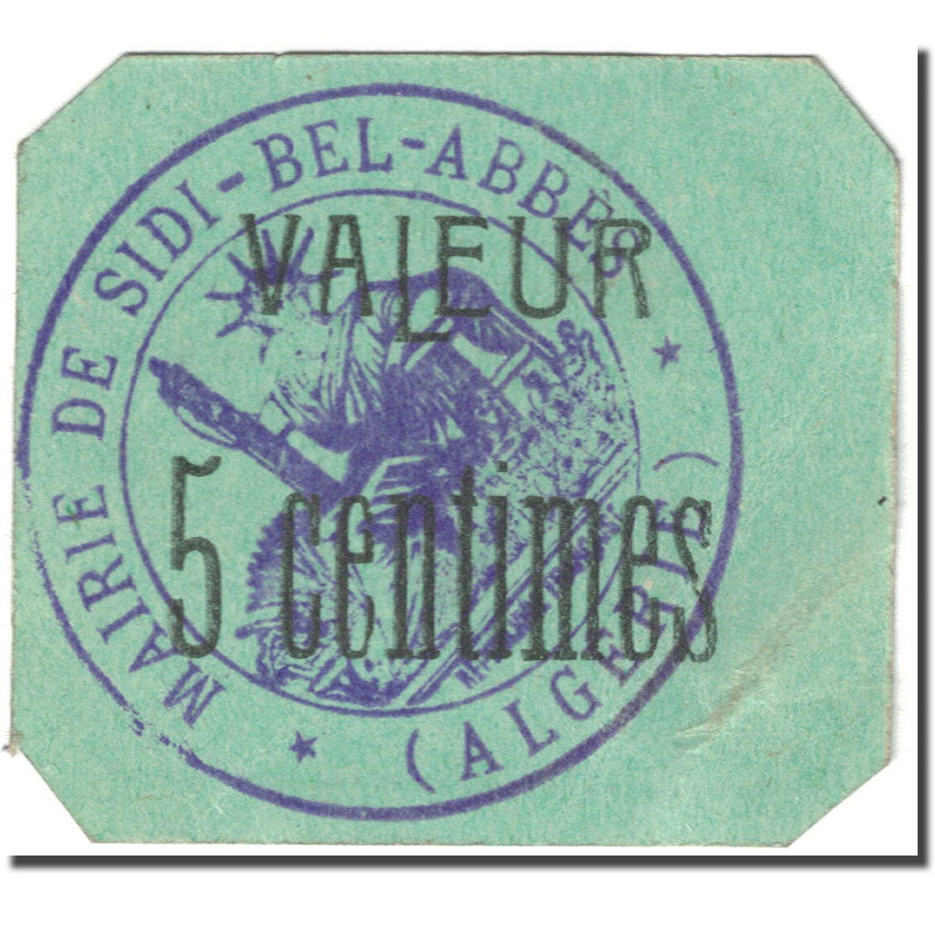 Banknote, Algeria, 5 Centimes, Sidi-Bel-Abb, 1916-18,Undated (1916-18),EF(40-45)