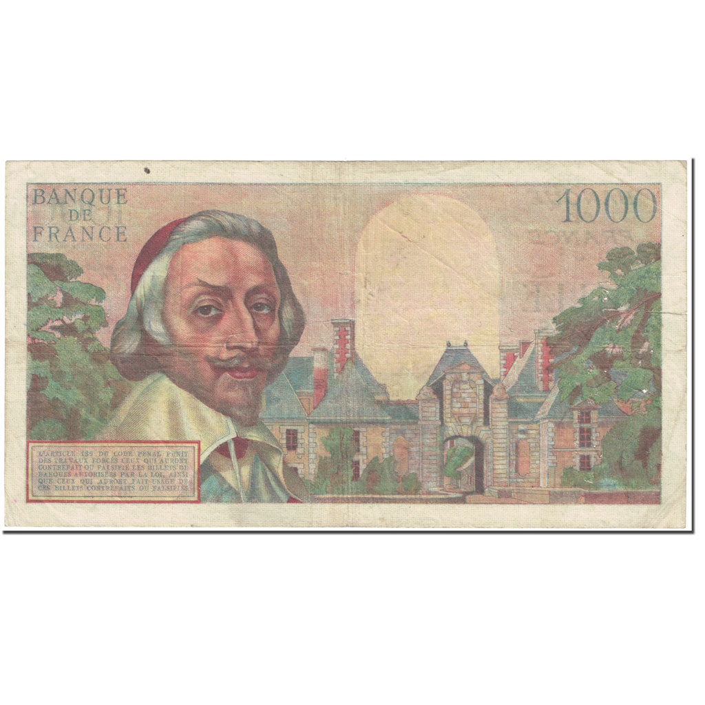 France, 1000 Francs, 1 000 F 1953-1957 ''Richelieu'', 1954, 1954-10-07, TB