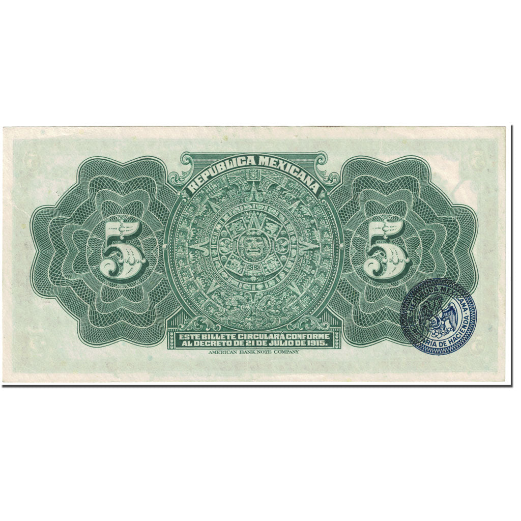 Billet, Mexico - Revolutionary, 5 Pesos, 1915, 1915-07-21, KM:S685a, SUP