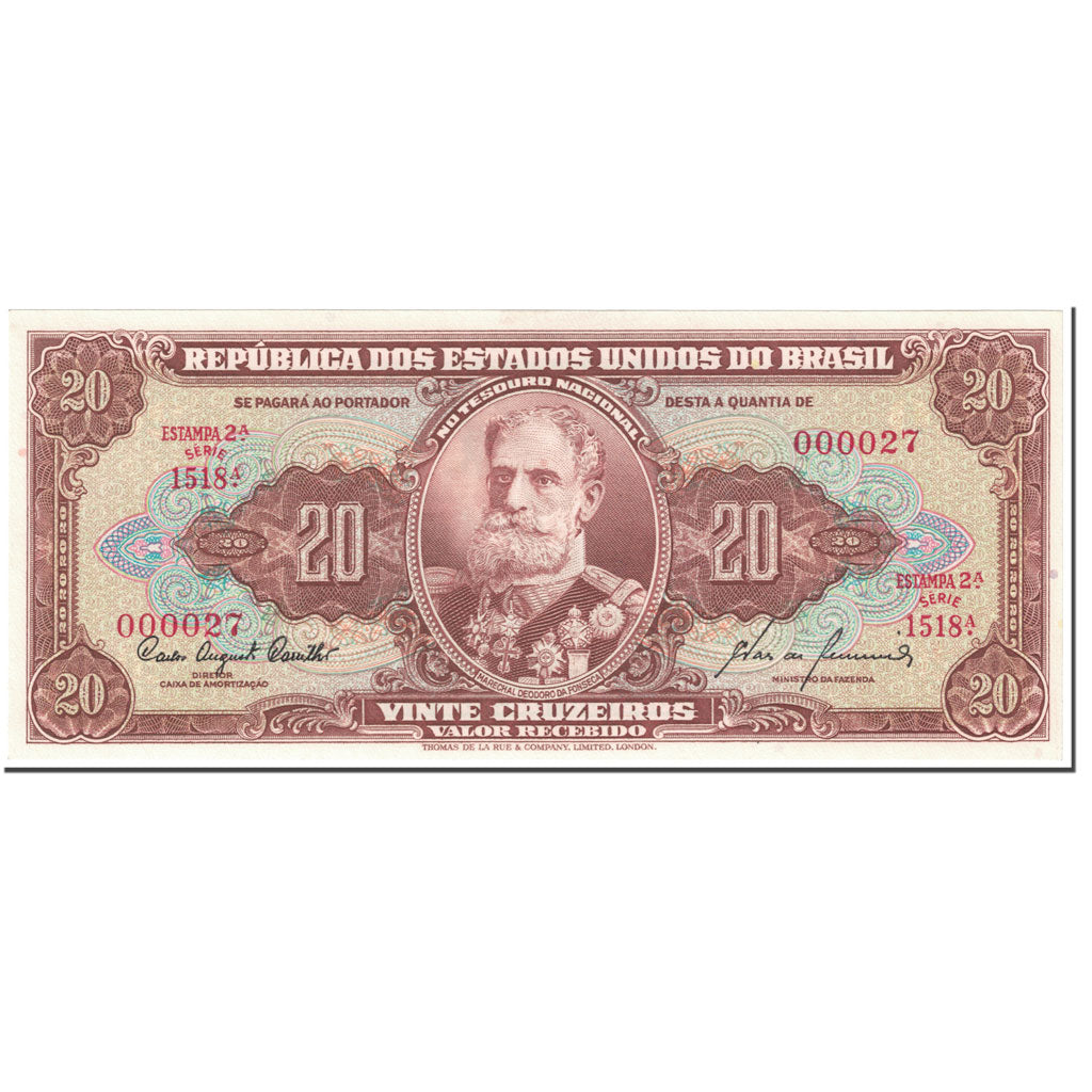 Billet, Brésil, 20 Cruzeiros, 1955-61, Undated (1955-61), KM:160d, NEUF