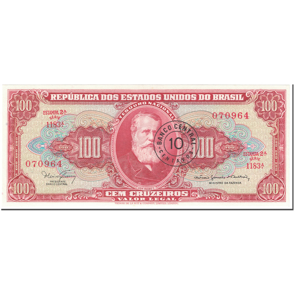 Banknote, Brazil, 10 Centavos on 100 Cruzeiros, 1966-67, Undated (1966-67)