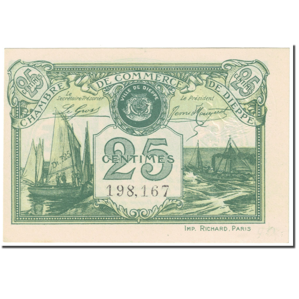 France, 25 Centimes, Dieppe, 1920, Undated (1920), UNC(65-70)