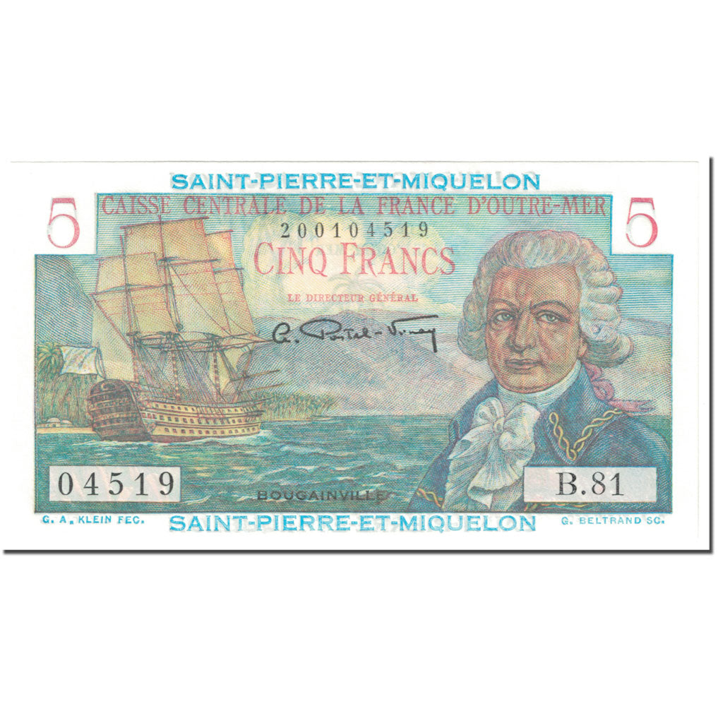 Saint-Pierre-et-Miquelon, 5 Francs, 1950-1960, Undated (1950-1960), NEUF, KM:22