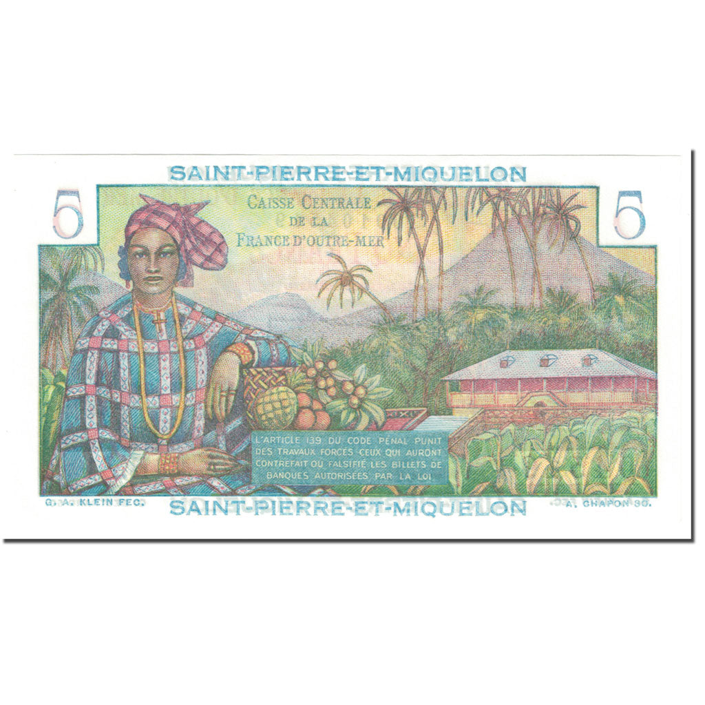 Saint-Pierre-et-Miquelon, 5 Francs, 1950-1960, Undated (1950-1960), NEUF, KM:22