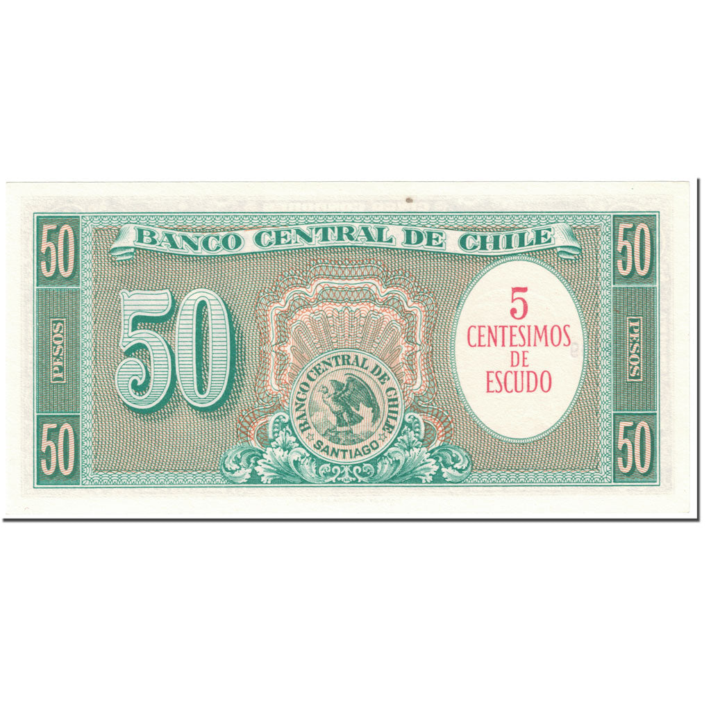 Billet, Chile, 5 Centesimos on 50 Pesos, 1960-61, Undated (1960-1961), KM:126b