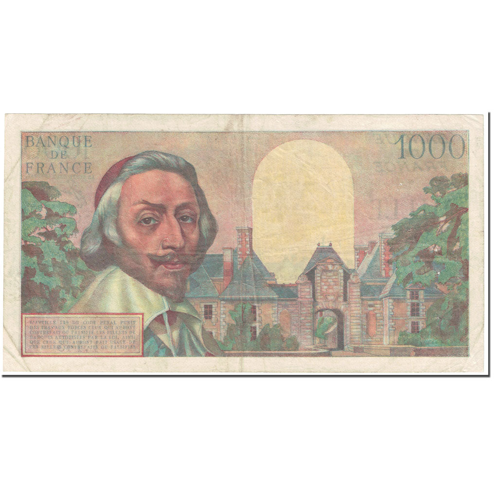 Frankrijk, 1000 Francs, 1 000 F 1953-1957 ''Richelieu'', 1955, 1955-04-07, TB
