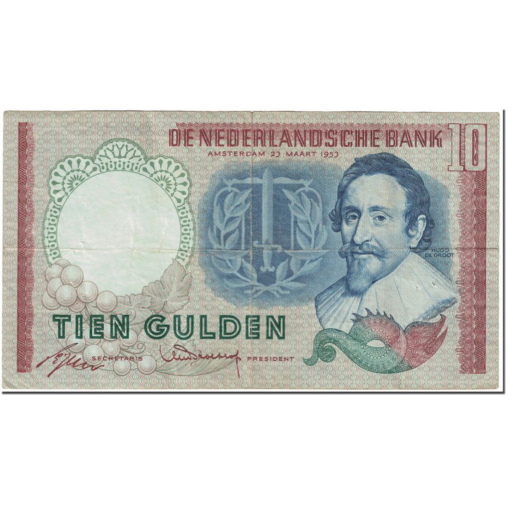 Banknote, Netherlands, 10 Gulden, 1953, 1953-03-23, KM:85, VF(20-25)