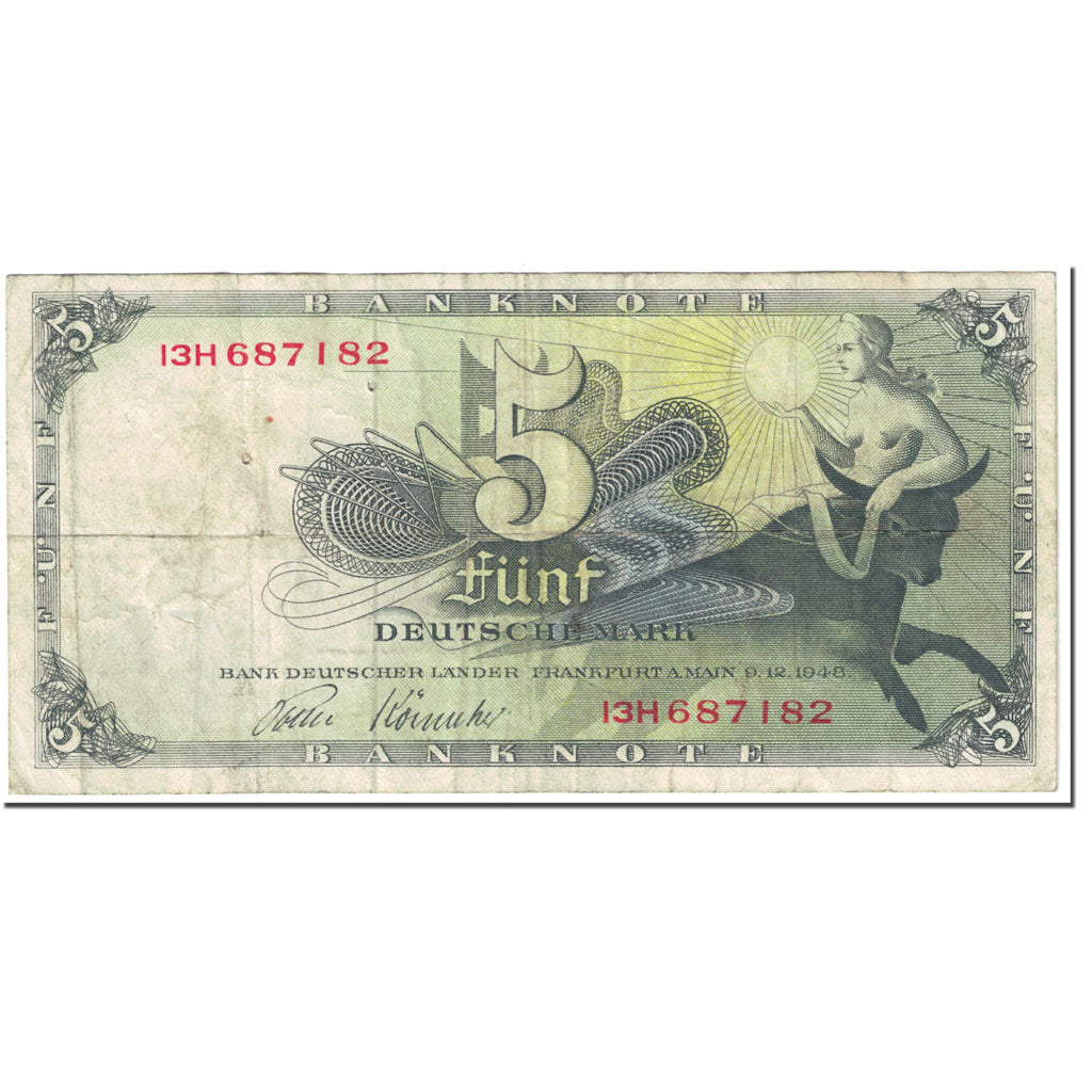 Banknote, GERMANY - FEDERAL REPUBLIC, 5 Deutsche Mark, 1948, 1948-12-09, KM:13i