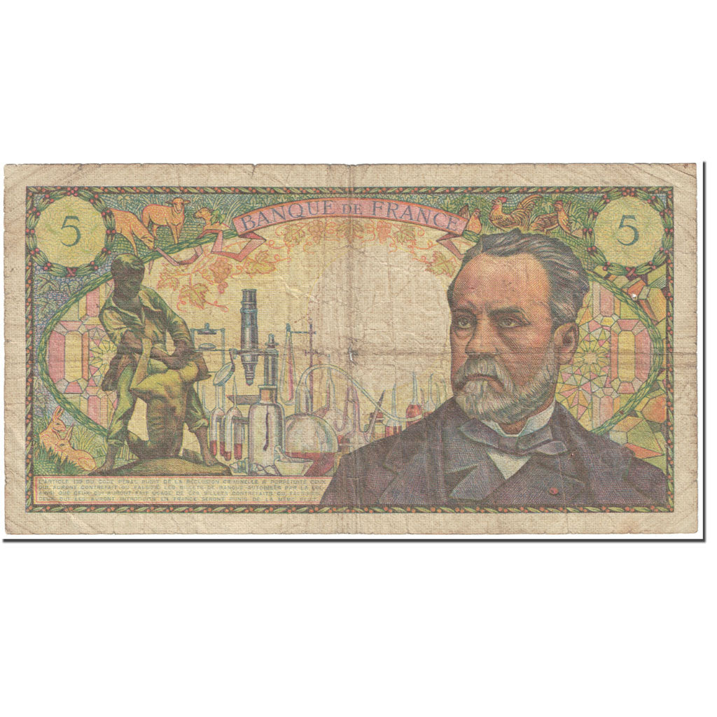 France, 5 Francs, 5 F 1966-1970 ''Pasteur'', 1967, 1966-05-05, VG(8-10)