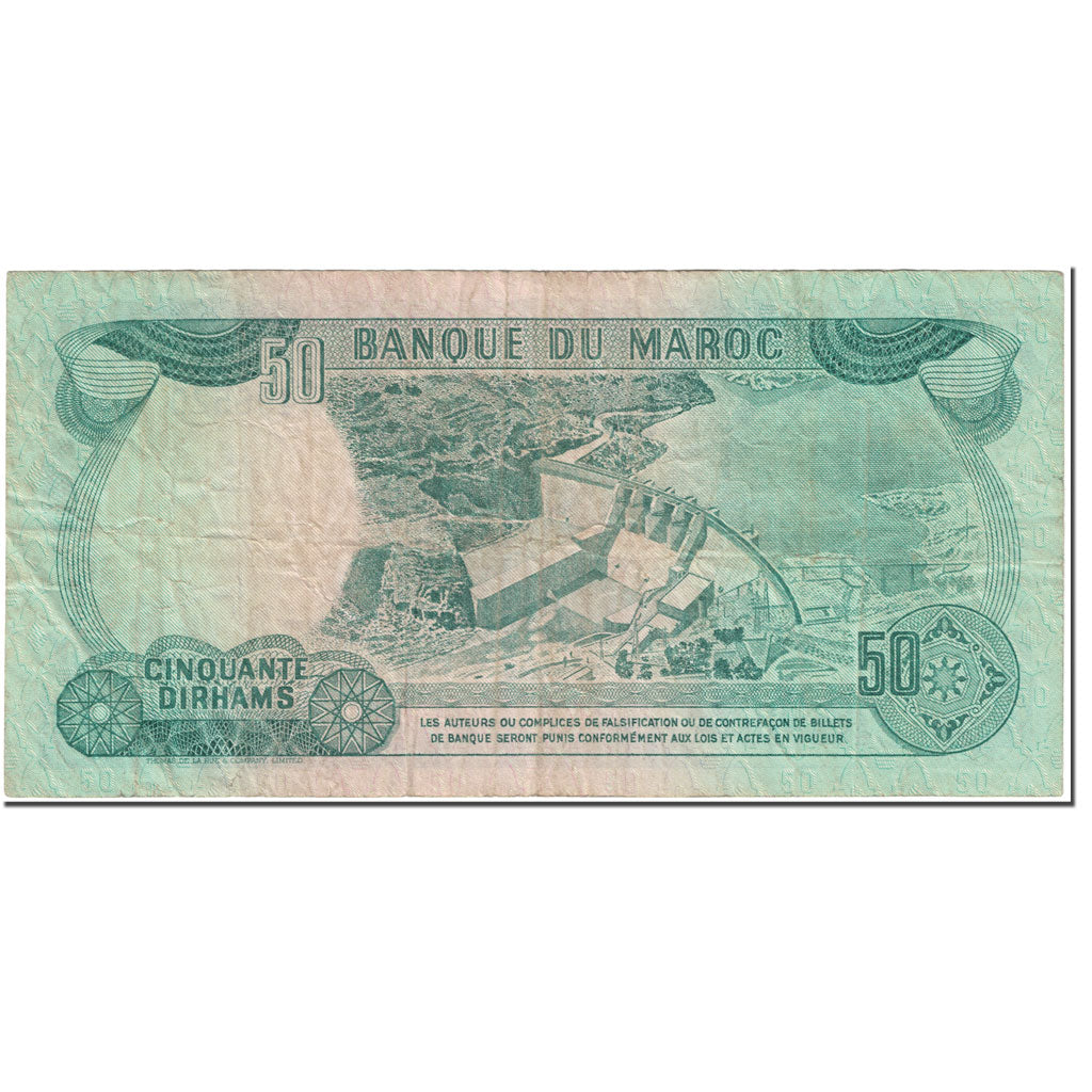 Banknote, Morocco, 50 Dirhams, 1970, UNdated (1970), KM:58a, VF(20-25)