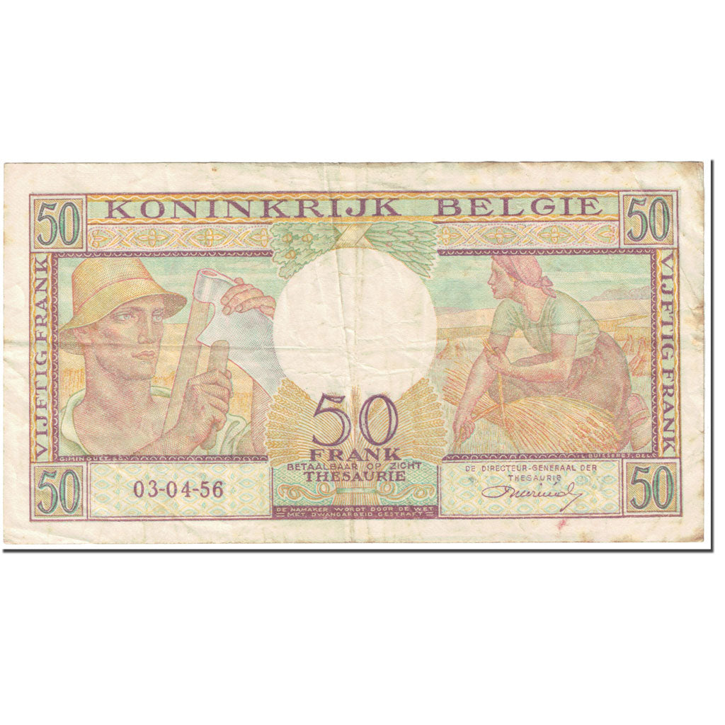 Banknote, Belgium, 50 Francs, 1956, 1956-04-03, KM:133b, VF(20-25)