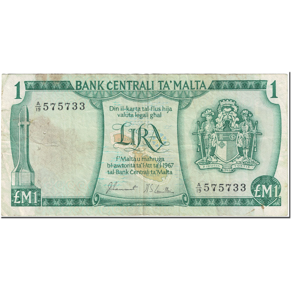 Banknote, Malta, 1 Lira, 1973, Undated (1973), KM:31a, VF(20-25)