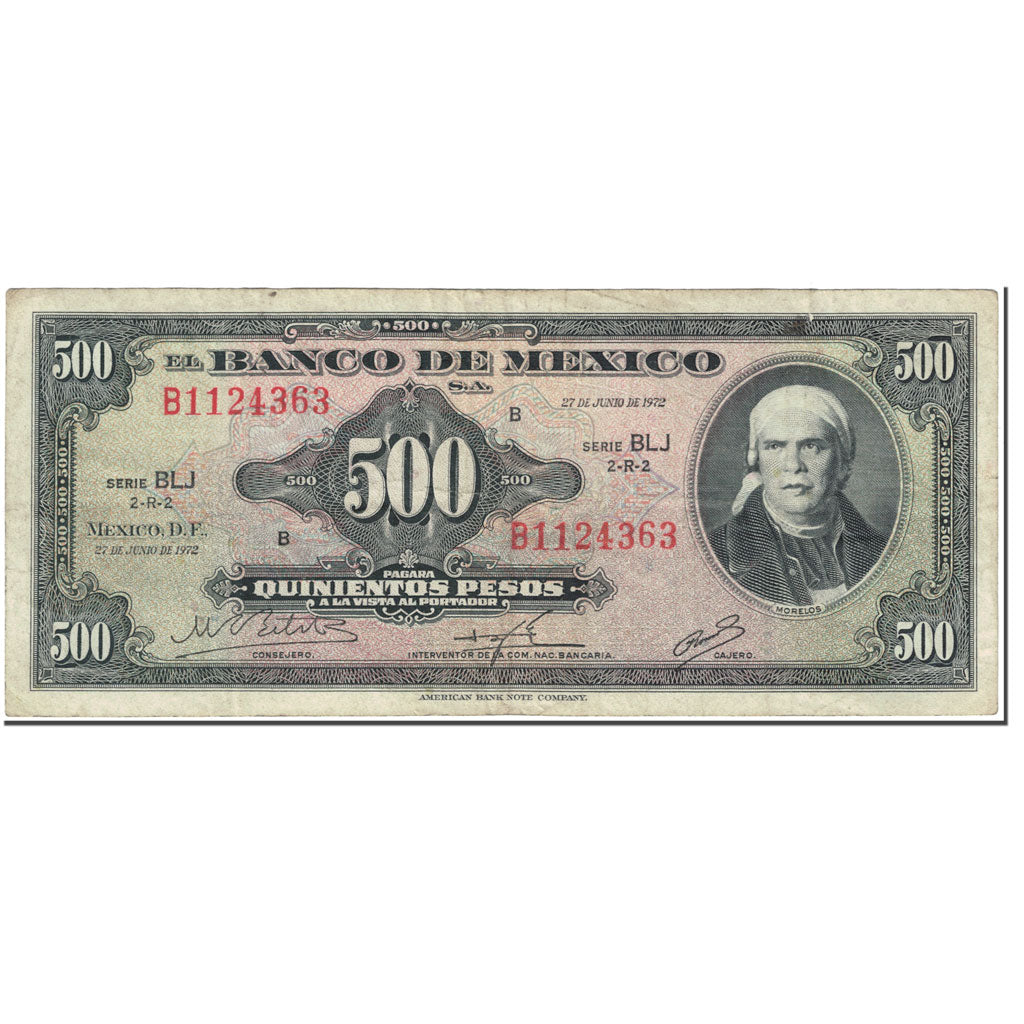Banknote, Mexico, 500 Pesos, 1972, 1972-06-27, KM:51o, VF(20-25)