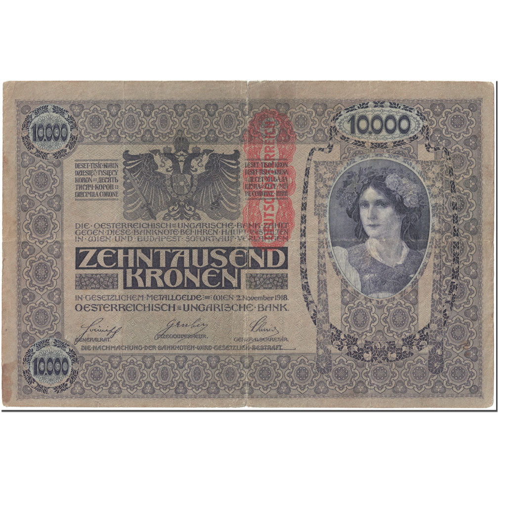 Banknote, Austria, 10,000 Kronen, 1919, Undated (1919), KM:64, VF(20-25)