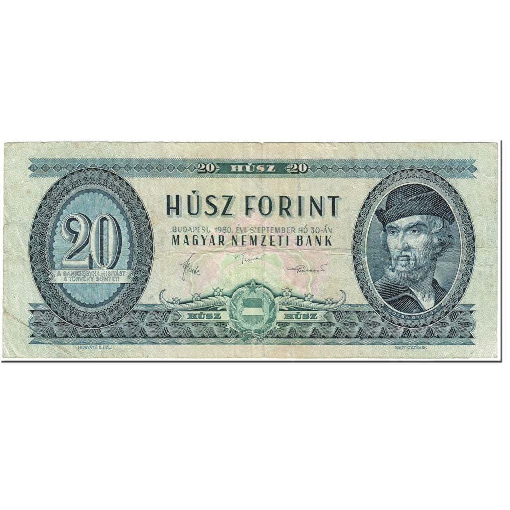 Banknot, Węgry, 20 Forint, 1980, 1980-09-30, KM:169g, VF(20-25)