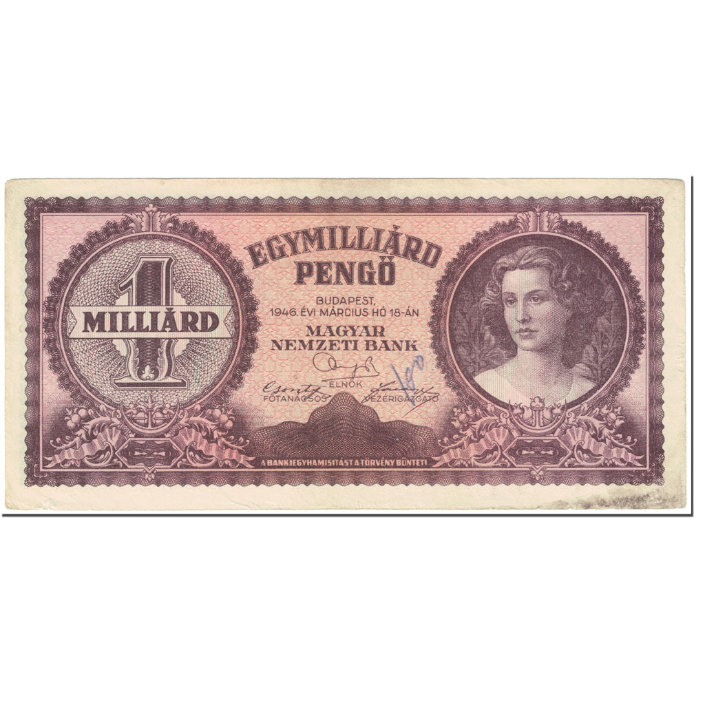 Billet, Hongrie, 1 Milliard Pengö, 1946, 1946-03-18, KM:125, TB