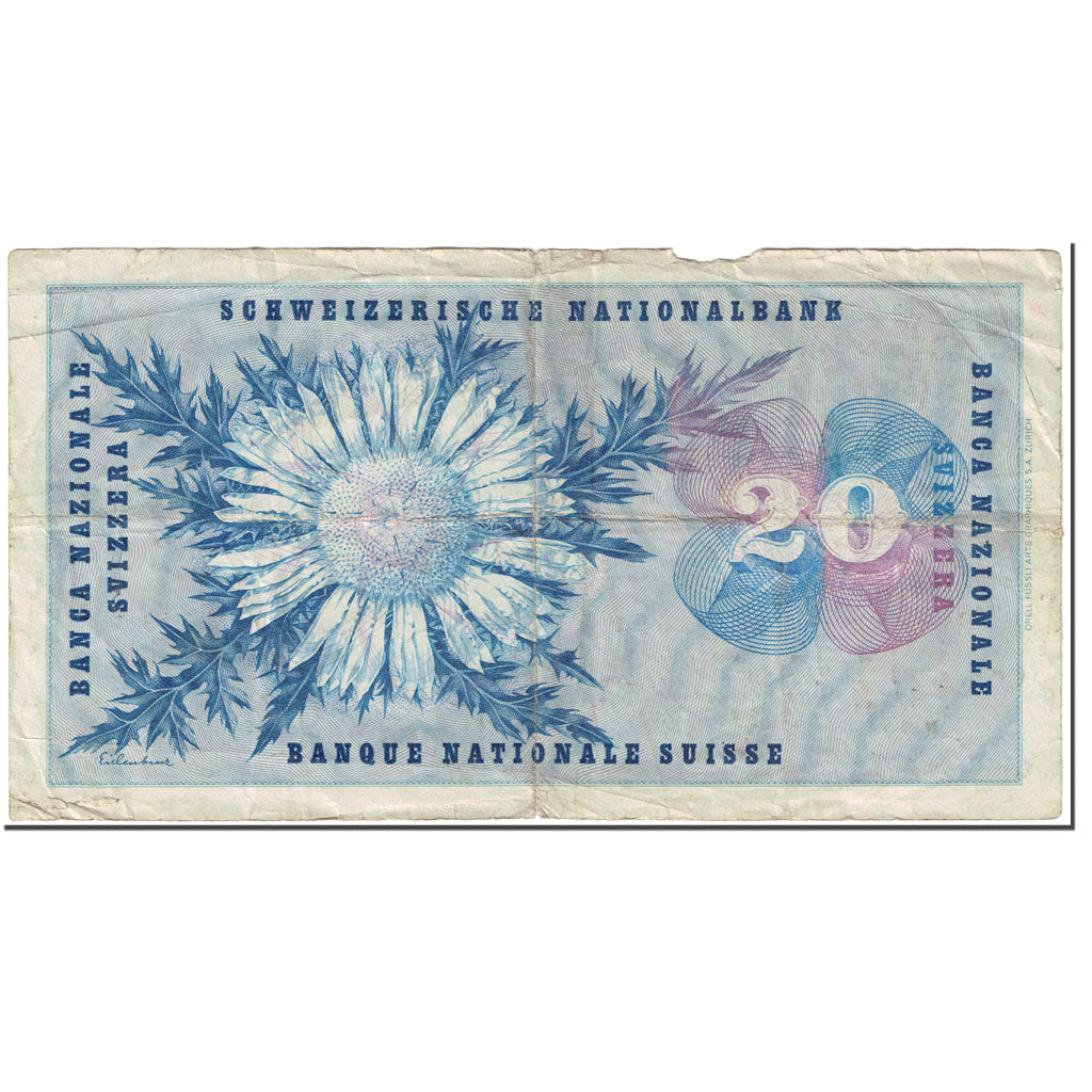 Banknote, Switzerland, 20 Franken, 1958, 1958-12-18, KM:46f, VG(8-10)
