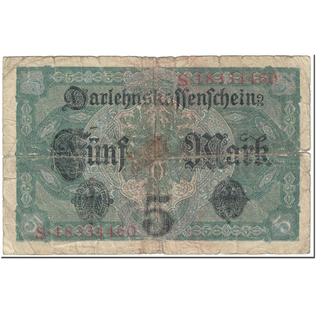 Banknote, Germany, 5 Mark, 1917, 1917-08-01, KM:56b, AG(1-3)