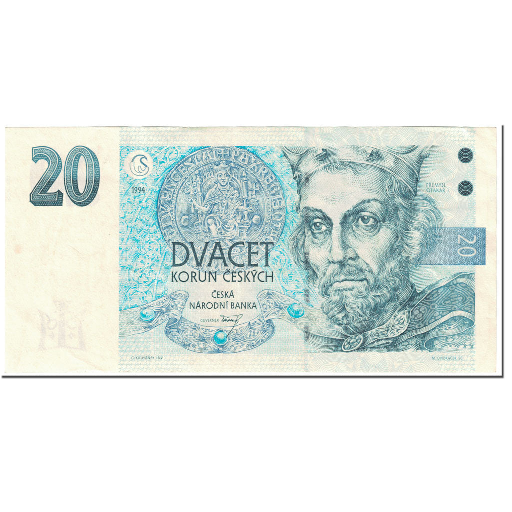 Banknote, Czech Republic, 20 Korun, 1994, Undated (1994), KM:10a, VF(20-25)