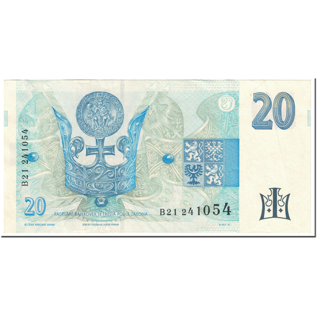 Banknote, Czech Republic, 20 Korun, 1994, Undated (1994), KM:10a, VF(20-25)