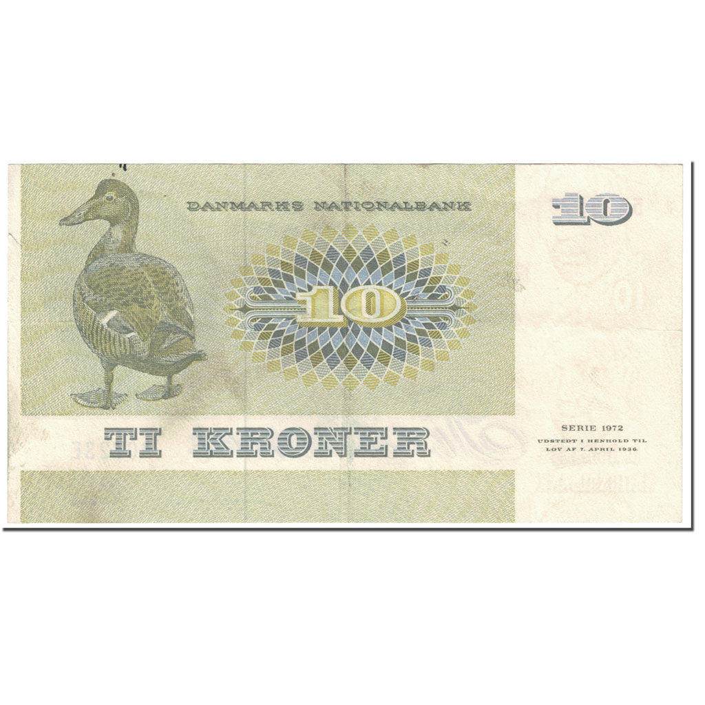 Banknote, Denmark, 10 Kroner, 1972, Undated (1972), KM:48c, EF(40-45)