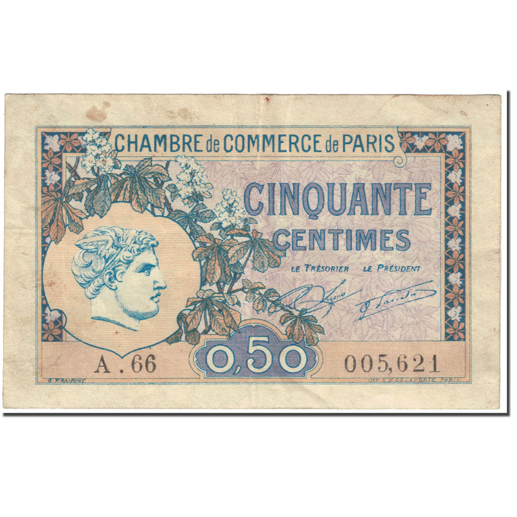 France, Paris, 50 Centimes, 1920, VG(8-10)