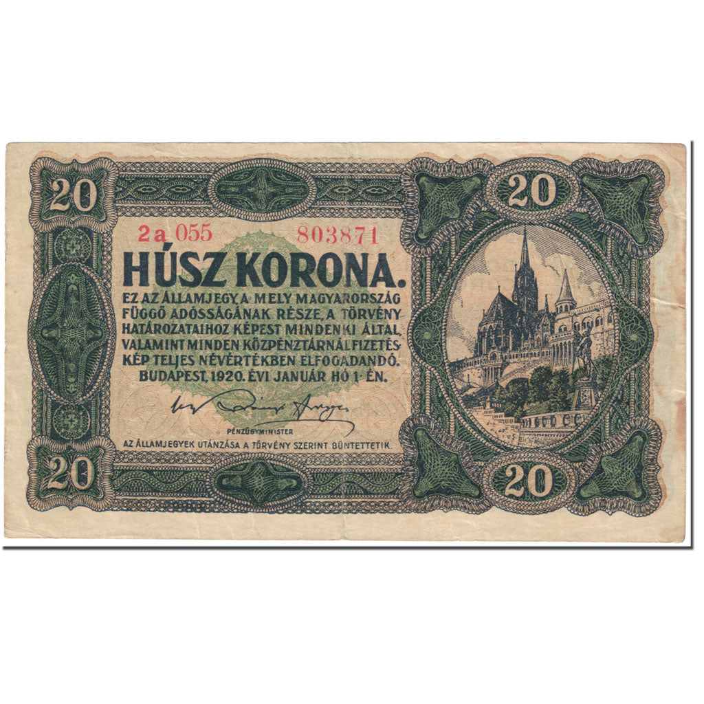 Banknote, Hungary, 20 Korona, 1920, 1920-01-01, KM:61, EF(40-45)