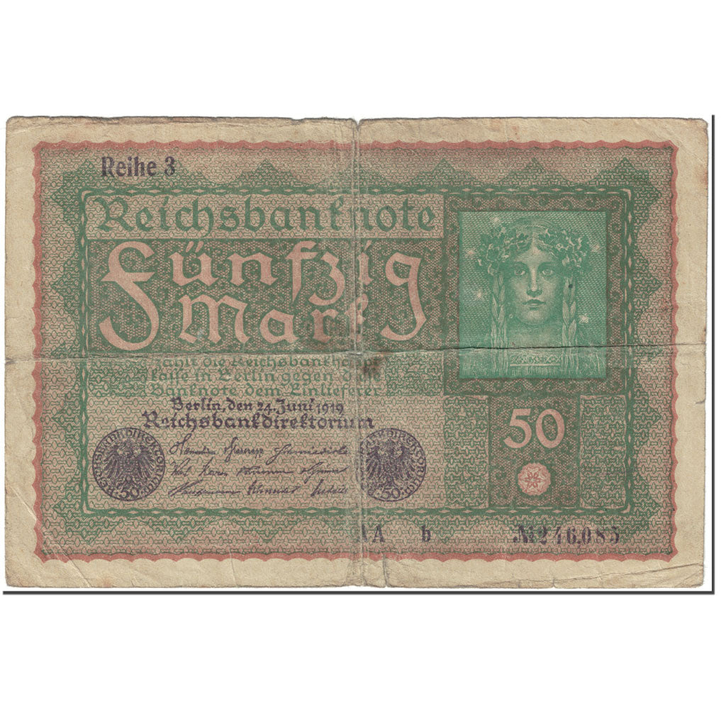 Banknote, Germany, 50 Mark, 1919, 1993-06-24, KM:66, VG(8-10)