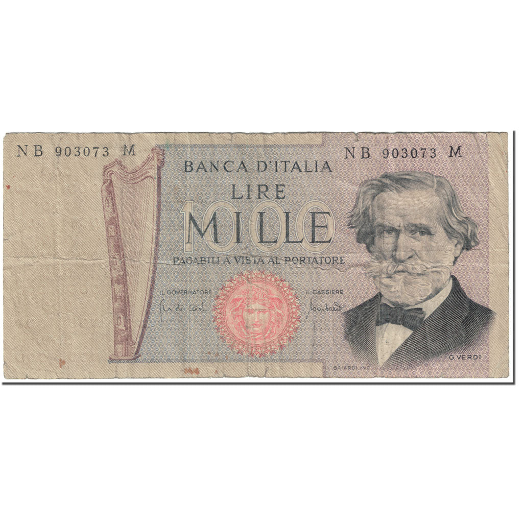 Banknote, Italy, 1000 Lire, 1971, 1971-03-11, KM:101b, VG(8-10)
