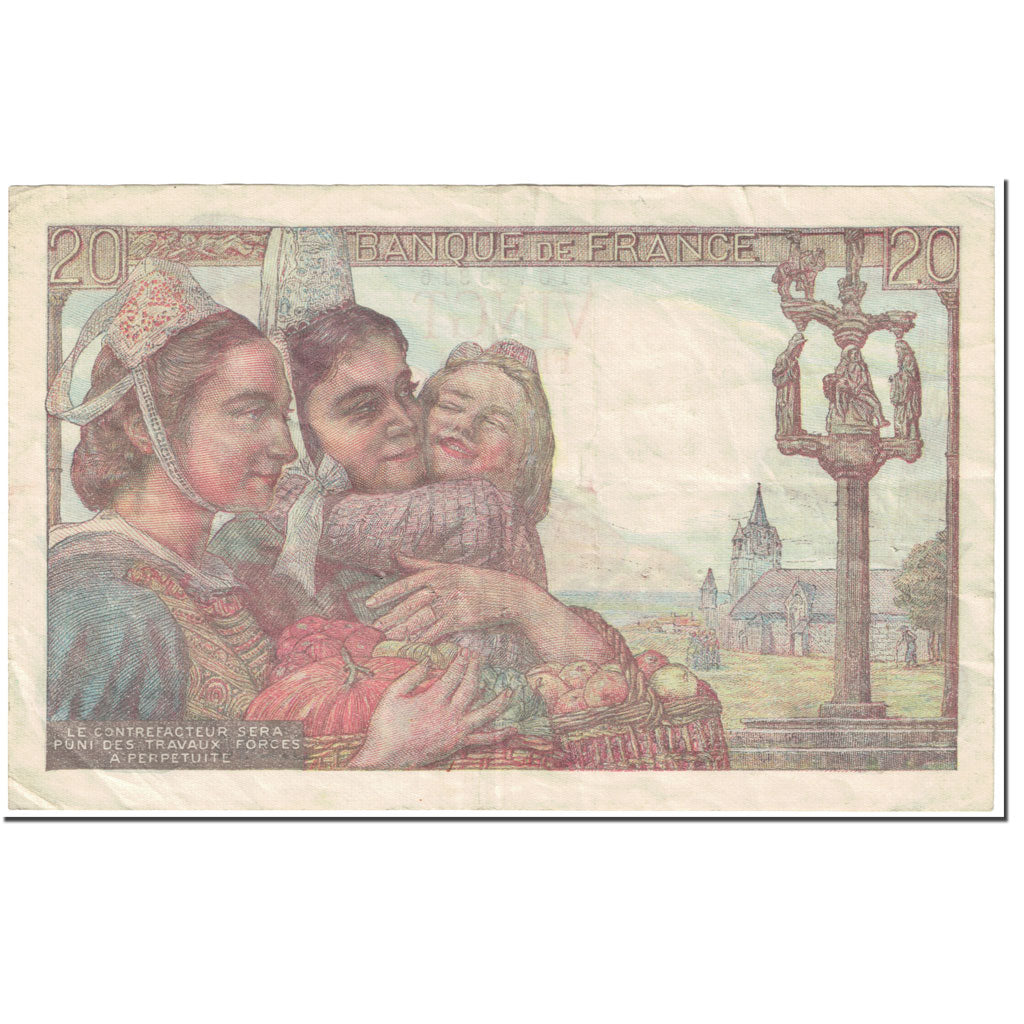 Francja, 20 Francs, Pêcheur, 1950, 1950-02-09, VF(20-25), Fayette:13.7, KM:100d