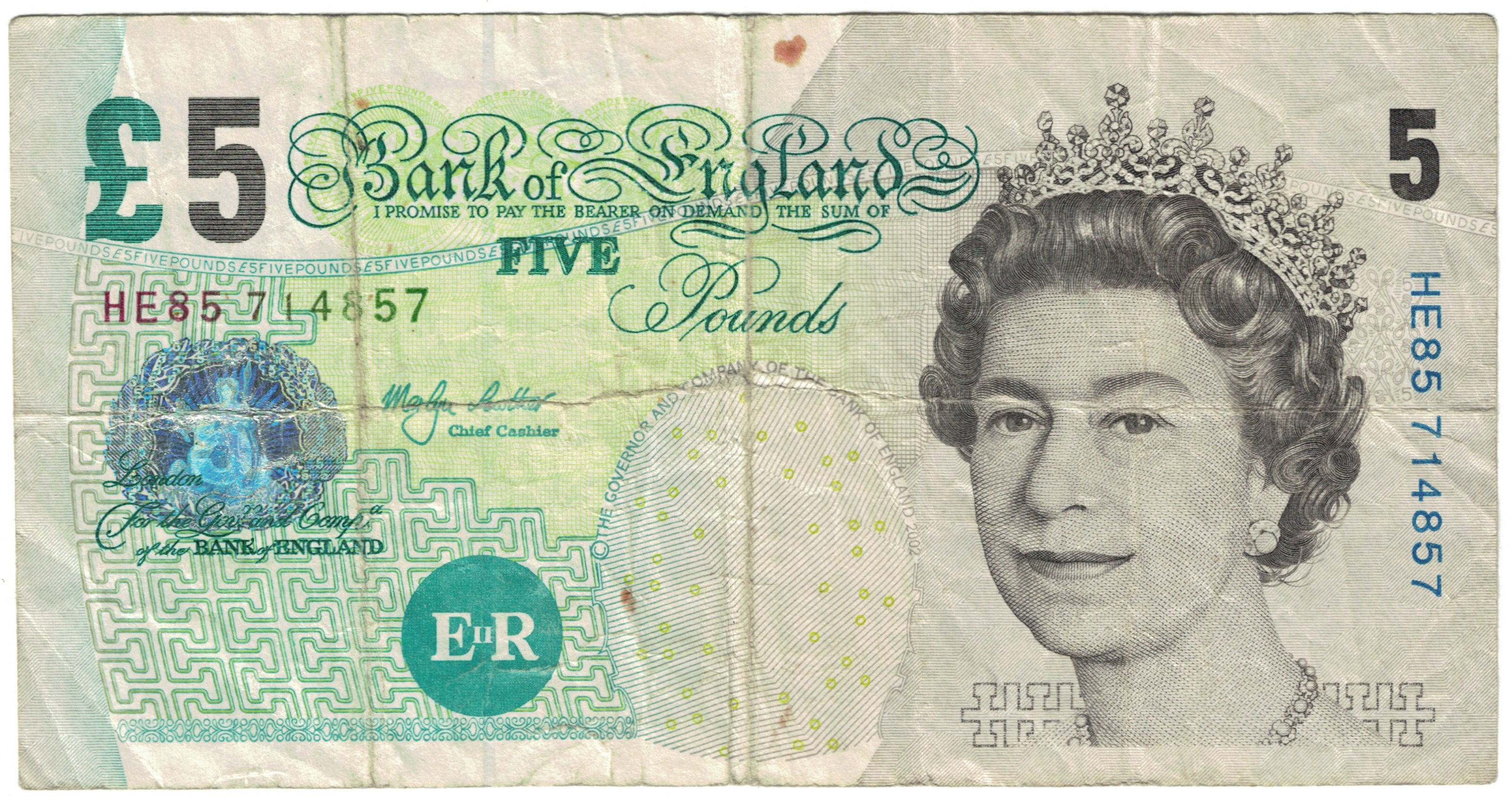 Banknote, Great Britain, 5 Pounds, 2002-2003, Undated (2002-03), KM:391b