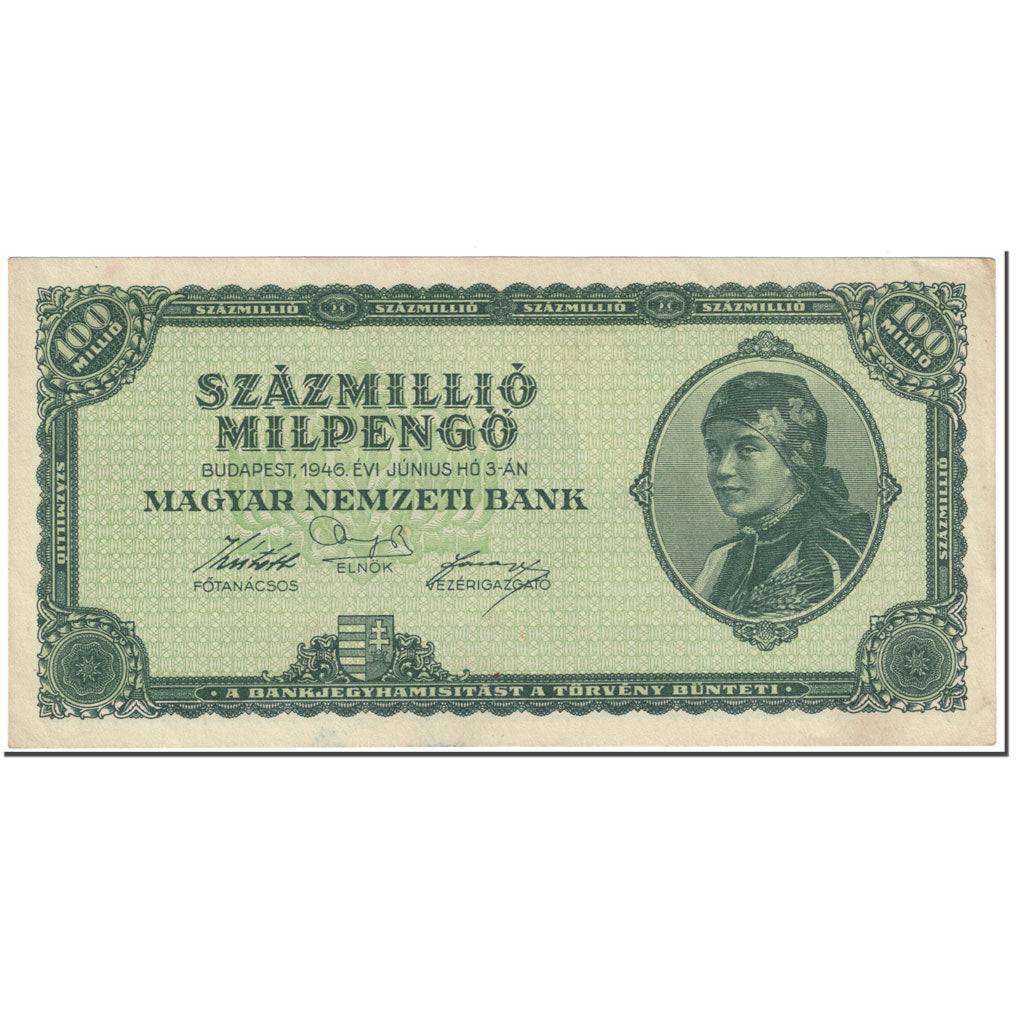 Billete, 100 Million Milpengö, 1946, Hungría, 1946-06-03, KM:130, MBC
