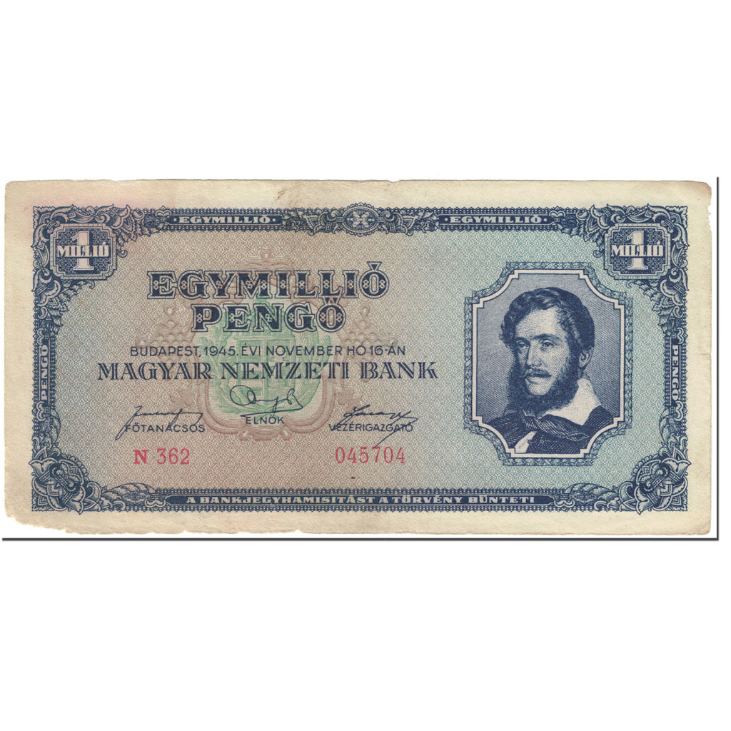 Banknote, Hungary, 1,000,000 Pengö, 1945, 1945-11-16, KM:122, VG(8-10)