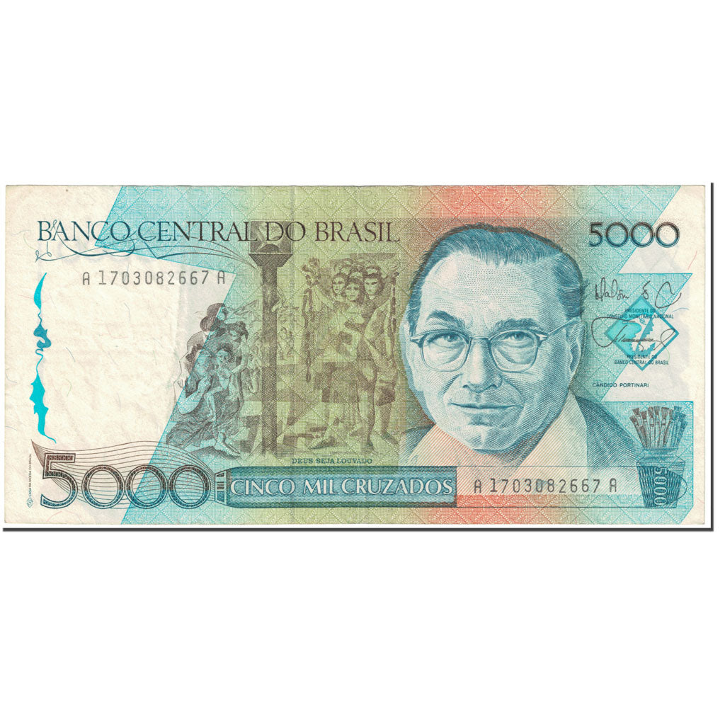 Banknote, Brazil, 5000 Cruzados, 1988, Undated (1988), KM:214a, EF(40-45)