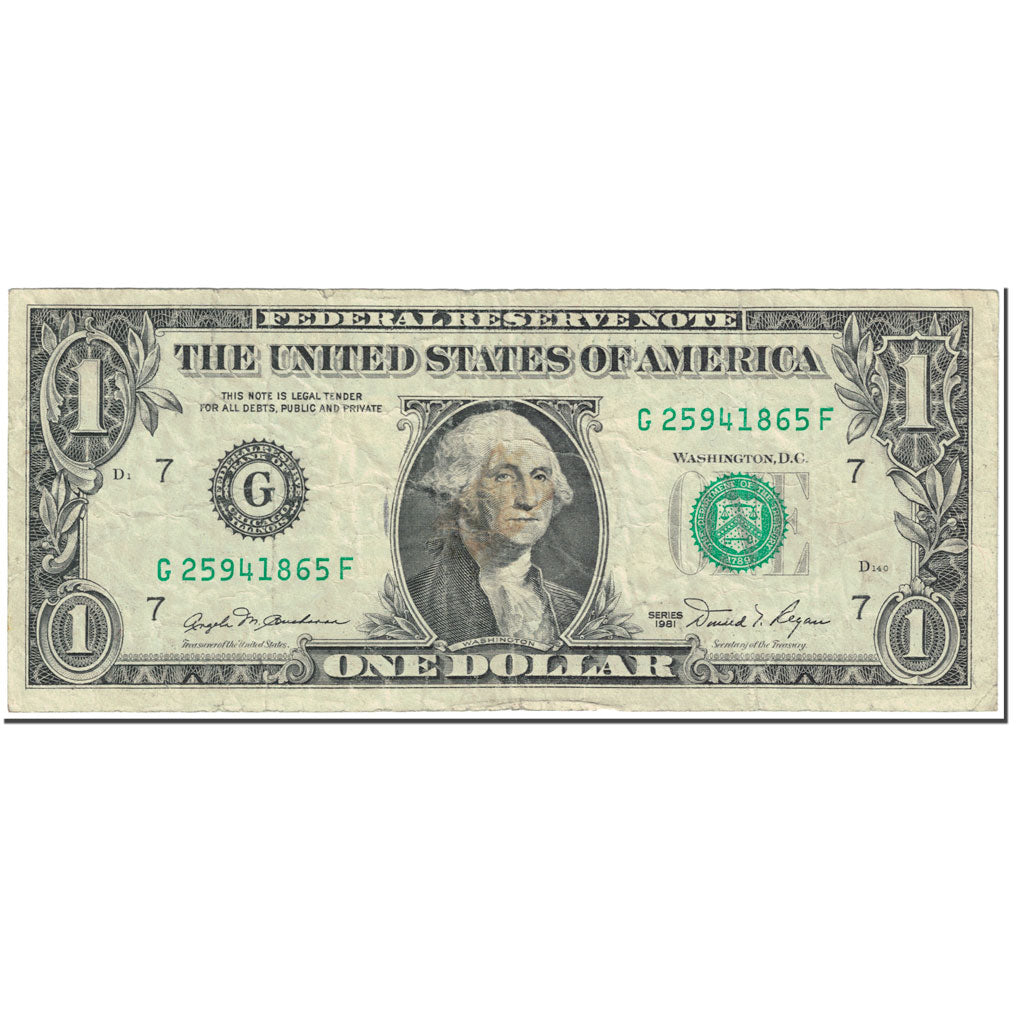 Banknote, United States, One Dollar, 1981, Undated (1981), KM:3506, VF(20-25)