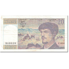 France, 20 Francs, 20 F 1980-1997 ''Debussy'', 1984, Undated (1984), EF(40-45)