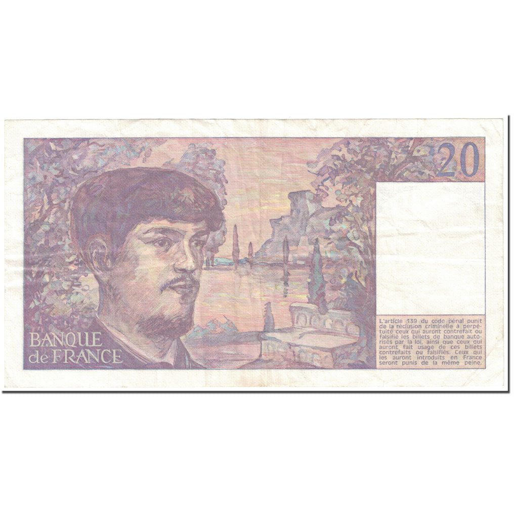 France, 20 Francs, 20 F 1980-1997 ''Debussy'', 1984, Undated (1984), EF(40-45)