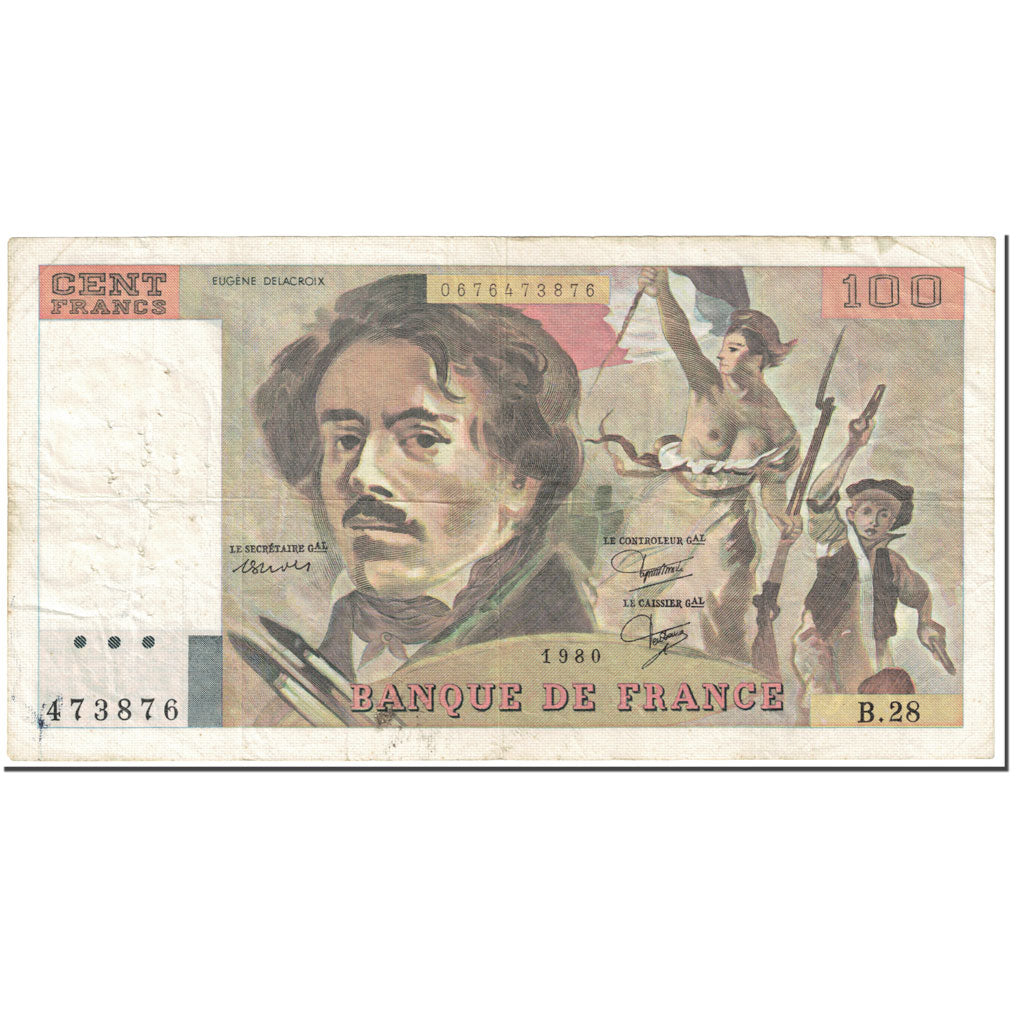 Francia, 100 Francs, 100 F 1978-1995 ''Delacroix'', 1980, Undated (1980), BC