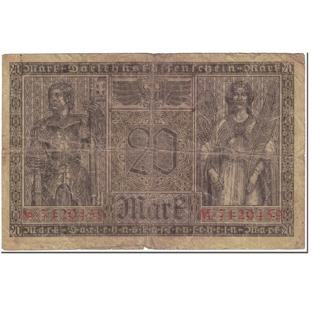 Banknote, Germany, 20 Mark, 1918, 1918-02-20, KM:57, VG(8-10)