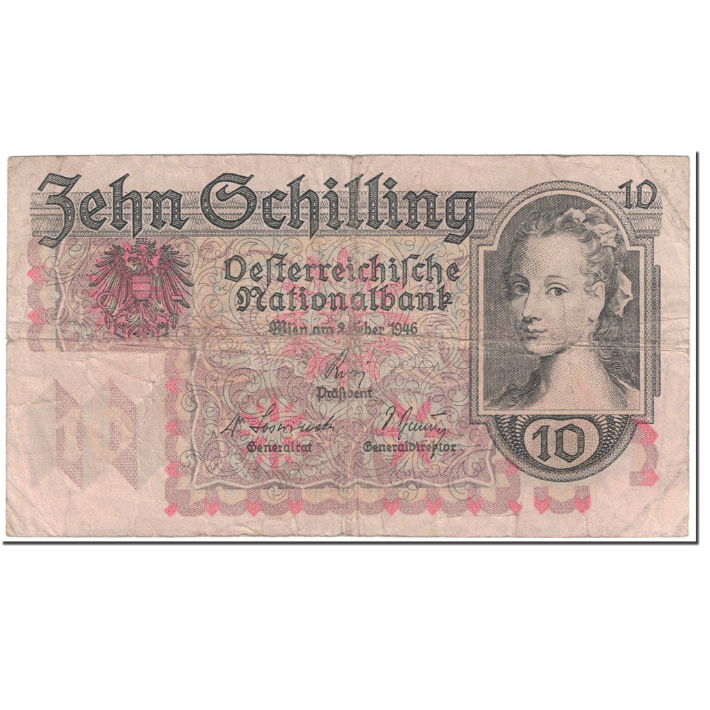 Banknote, Austria, 10 Schilling, 1946, 1946-02-02, KM:122, VF(20-25)