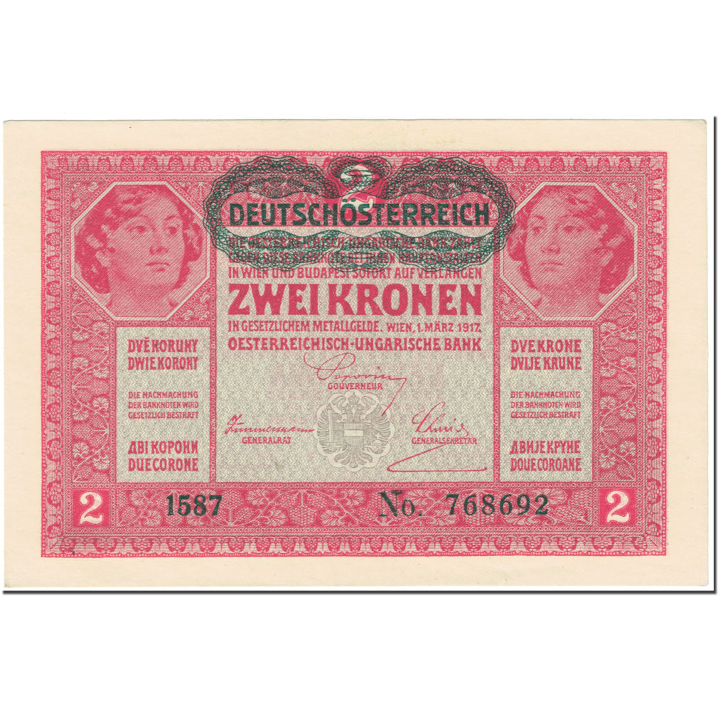 Banknote, Austria, 2 Kronen, 1919, Undated (1919), KM:50, UNC(65-70)