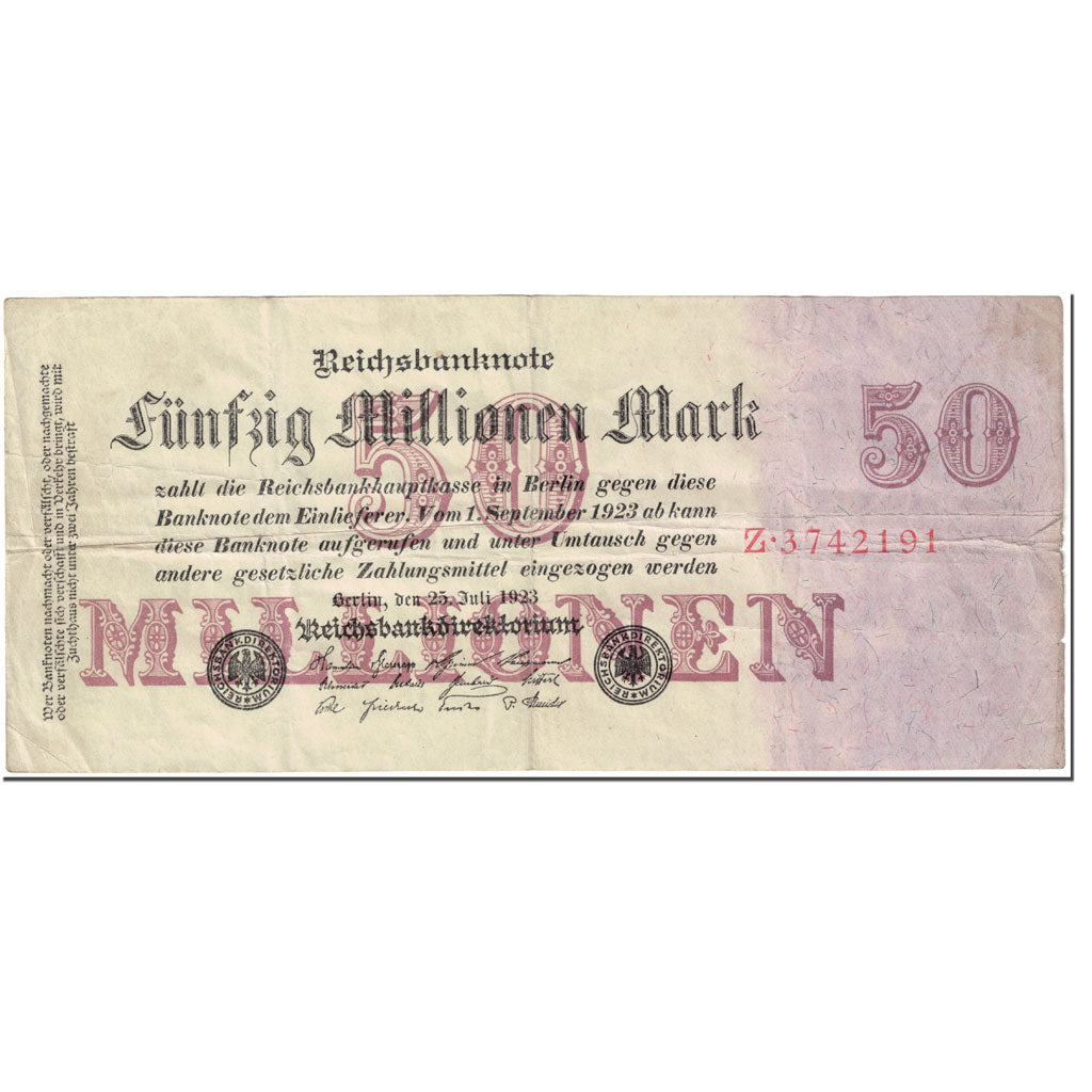 Banknote, Germany, 50 Millionen Mark, 1923, 1923-07-25, KM:109a, VF(20-25)