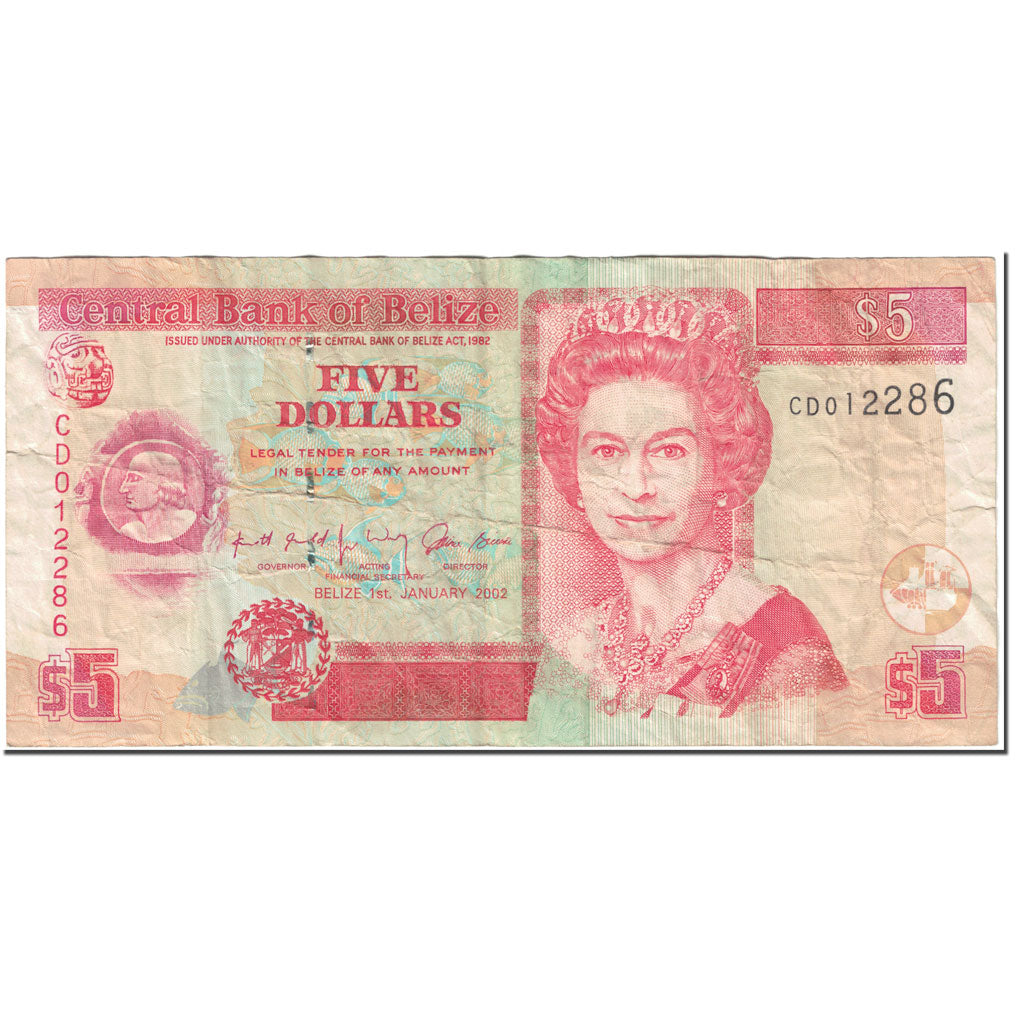Billete, 5 Dollars, 2002, Belice, 2002-01-01, KM:61b, BC