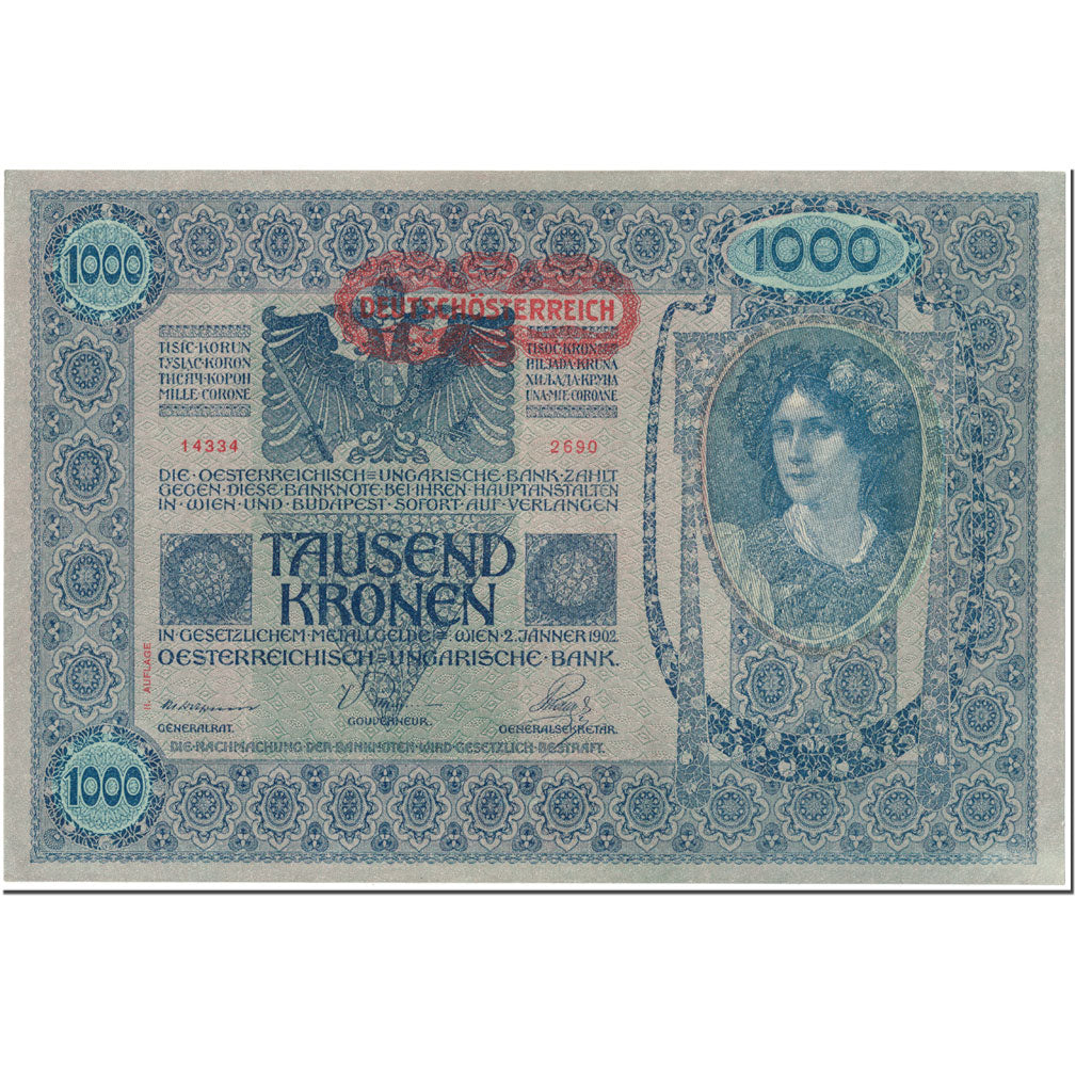 Banknote, Austria, 1000 Kronen, 1919, Undated (1919), KM:60, UNC(65-70)