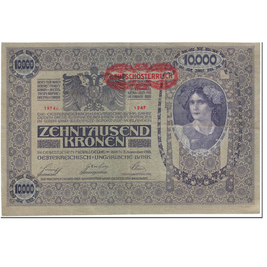 Banknote, Austria, 10,000 Kronen, 1919, Undated (1919), KM:65, AU(55-58)