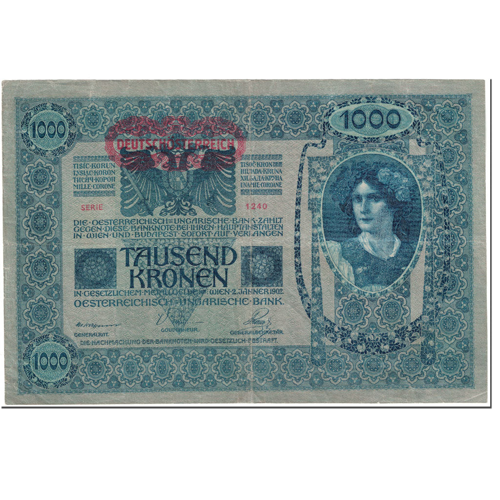 Banknote, Austria, 1000 Kronen, 1919, Undated (1919), KM:57a, EF(40-45)