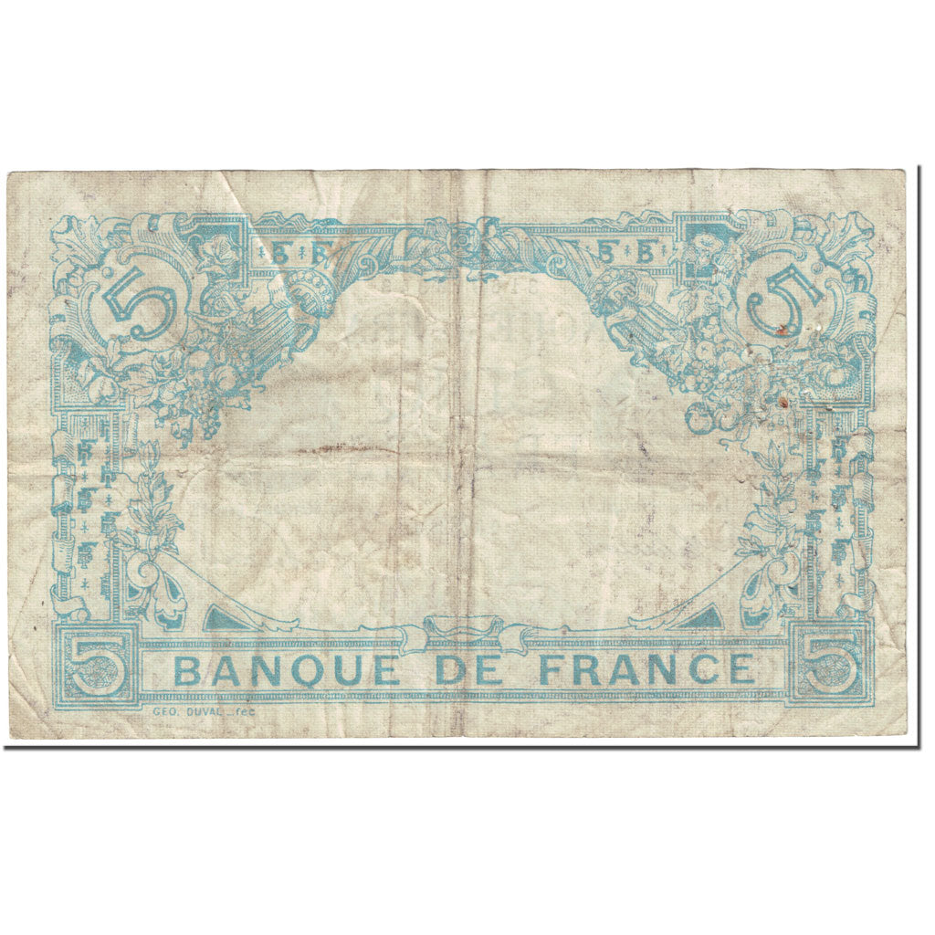 Francia, 5 Francs, Bleu, 1916, 1916-07-03, Lion Inversé, BC, Fayette:F2bis.4